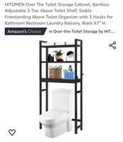 NEW Bamboo Over The Toilet Storage Cabinet, Black