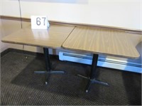 2-30"x30" Wood Grain Formica Dining Tables