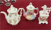3 Victorian Individual Teapots