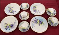 Beautiful Hand-Painted Purple Floral Dish Set