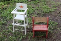 Wooden Doll High Chair and Kids Wooden