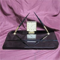 1950's Sheaffer fountain pen desk set w/clock.