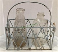 Vintage iron caddy with two vintage jars