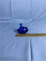 Fenton Cobalt Blue Miniature Duck On Nest