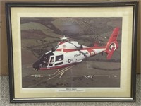 Framed helicopter photo, HH-65A Dolphin