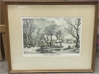 Winter in the country, antique plate