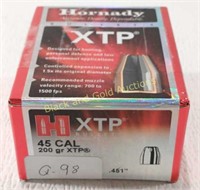 (98) Hornady 45 Caliber Bullets