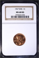 1967 SMS LINCOLN CENT, NGC MS-68 RED
