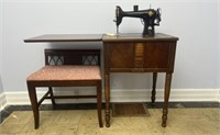 Elgin Rotary Sewing Machine w/ Cabinet & Chair