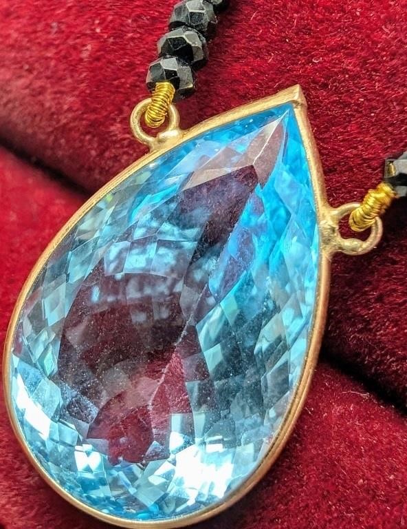 $2400 10/14.K  Spinel And Blue Topaz 16"(20ct) Nec