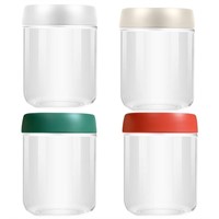 4 Pack 16oz Round Glass Jar with Screw Lid,Leak...