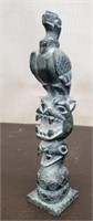 Hand Carved Peruvian Stone Totem Pole of Condor,