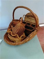 Multi size and shape wicker basket collection