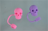 Set of 2 Skull Straw Toppers  NEW