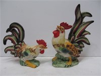 Pair, multicolor roosters, nick to one