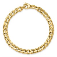 14 Kt- Polished Textured Fancy Curb Bracelet