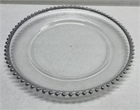 12 Clear Plastic Plates with Silver Edges-unknown