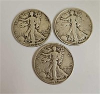 (3) Walking Liberty Halves