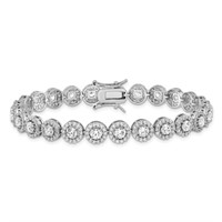 Sterling Silver- Rhodium-plated Crystal Tennis