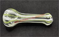 Glass pipe with green and white lines (living