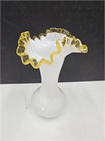 Fenton Silver Crest Milk Glass 8.5" Unmarked Vase