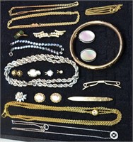 Collection of gold filled jewelry incl. diamond di