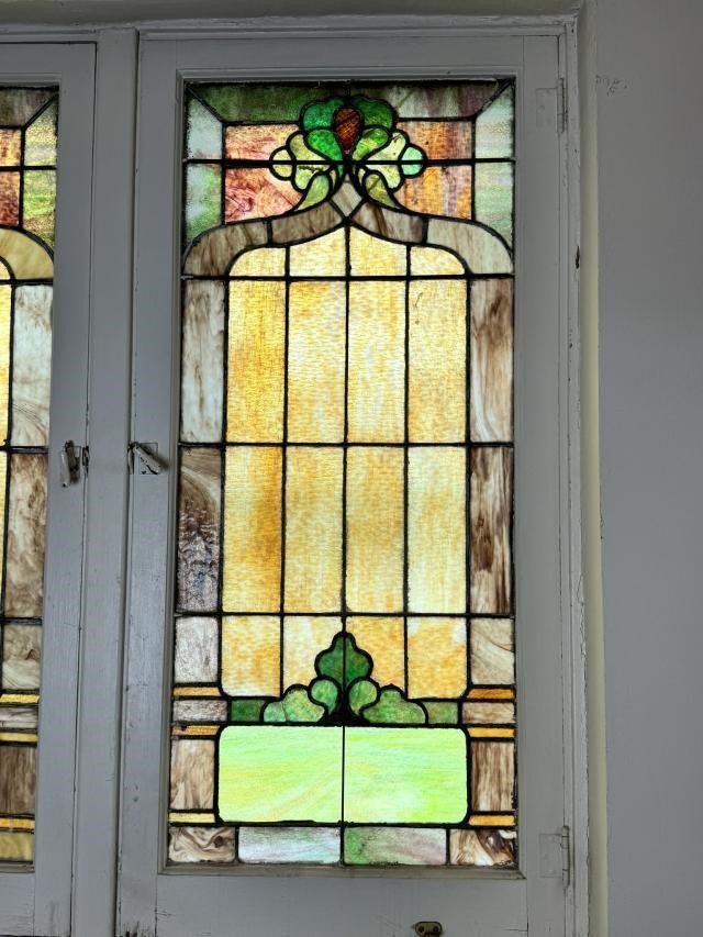 Vintage Stained Glass Window 55 1/2 x 25 1/2