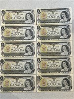 10- 1973 Cdn UNC Bank Notes