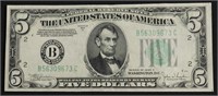 1934 5 DOLLAR FEDERAL RESERVE NOTE AU+