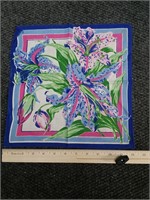 Vintage large floral handkerchief, 12" sq