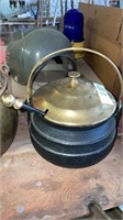 Vintage cast iron fire starter pot with lid
