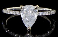 14kt Gold 1.31 ct Brilliant Pear Cut Diamond Ring