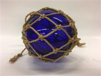 Cobalt Blue Glass Japanese Fish Net Float - 5"dia