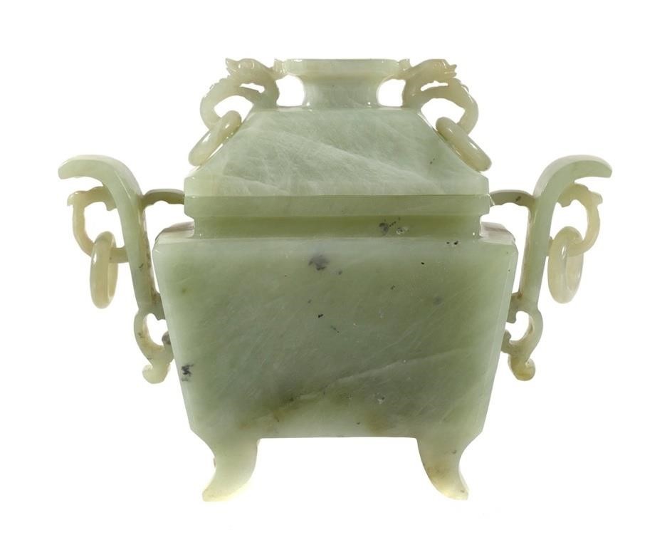 Chinese Jade Censer or Footed Box