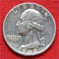 1943 S Washington Silver Quarter  - - Cleaned