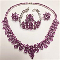 $2925 Silver 112.59G 63.48Ct Ruby Necklace Bracele