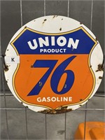 Union Product 76 Gasoline Enamel Sign - Diameter