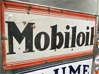 Original Mobiloil Rolled Edged Enamel Sign - 1820