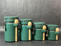 Ceramic Canister Set with Wooden Spoons