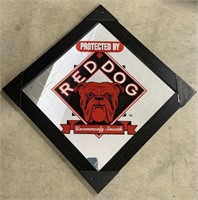 Red dog mirrored beer advertisement 21"X 21"