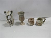 Assorted Stoneware Decor Items Tallest 8"