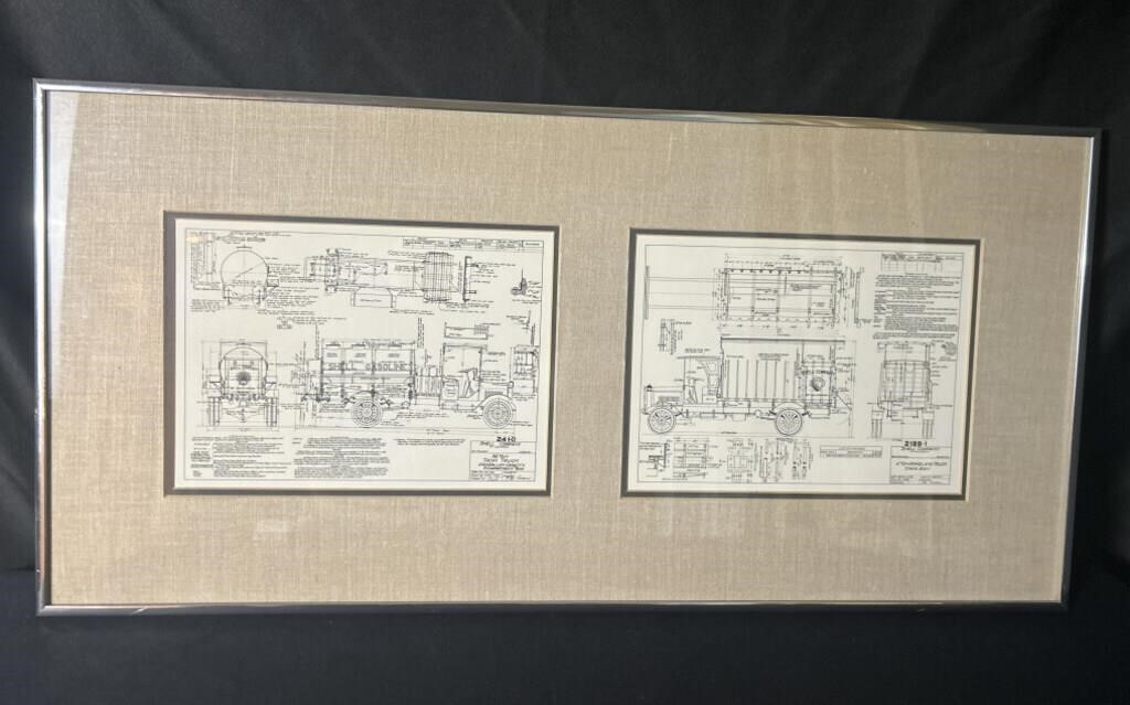 Shell Oil Company Truck Blueprints Framed