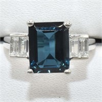 $300 Silver London Blue Topaz(4.5ct) Ring