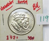 1924 Huguenot Silver Half Dollar
