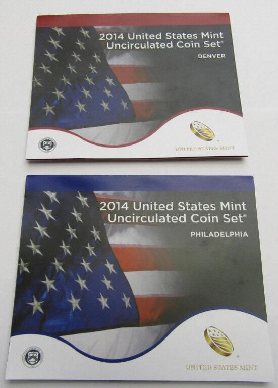 2013 US Mint P&D Uncirculated Sets - 14 Coins Each
