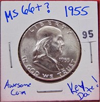 1955 Franklin Half Dollar, MS+++