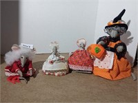 4 felt mouse dolls