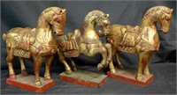 Grouping of Gilt and Painted Wood Tang Horses