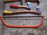 Lot:  Axes, Hammers, Saw