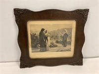 Antique frame and picture titled Ruth and Naomi